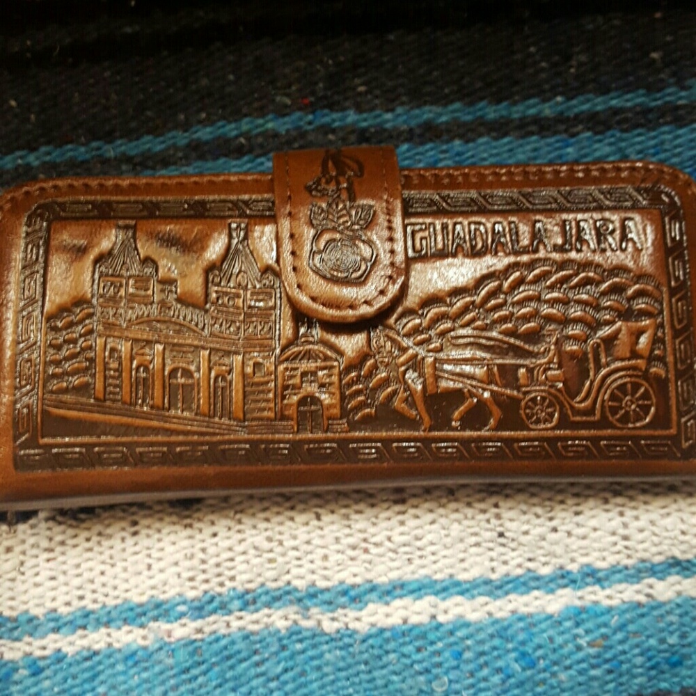 Embossed Brown Leather Wallet